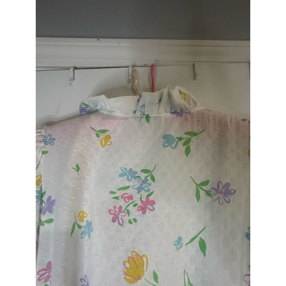 Vintage 70s Miss Elaine Floral Wrap Robe Maxi Dress Ruffle Cottagecore Large - Picture 10 of 11